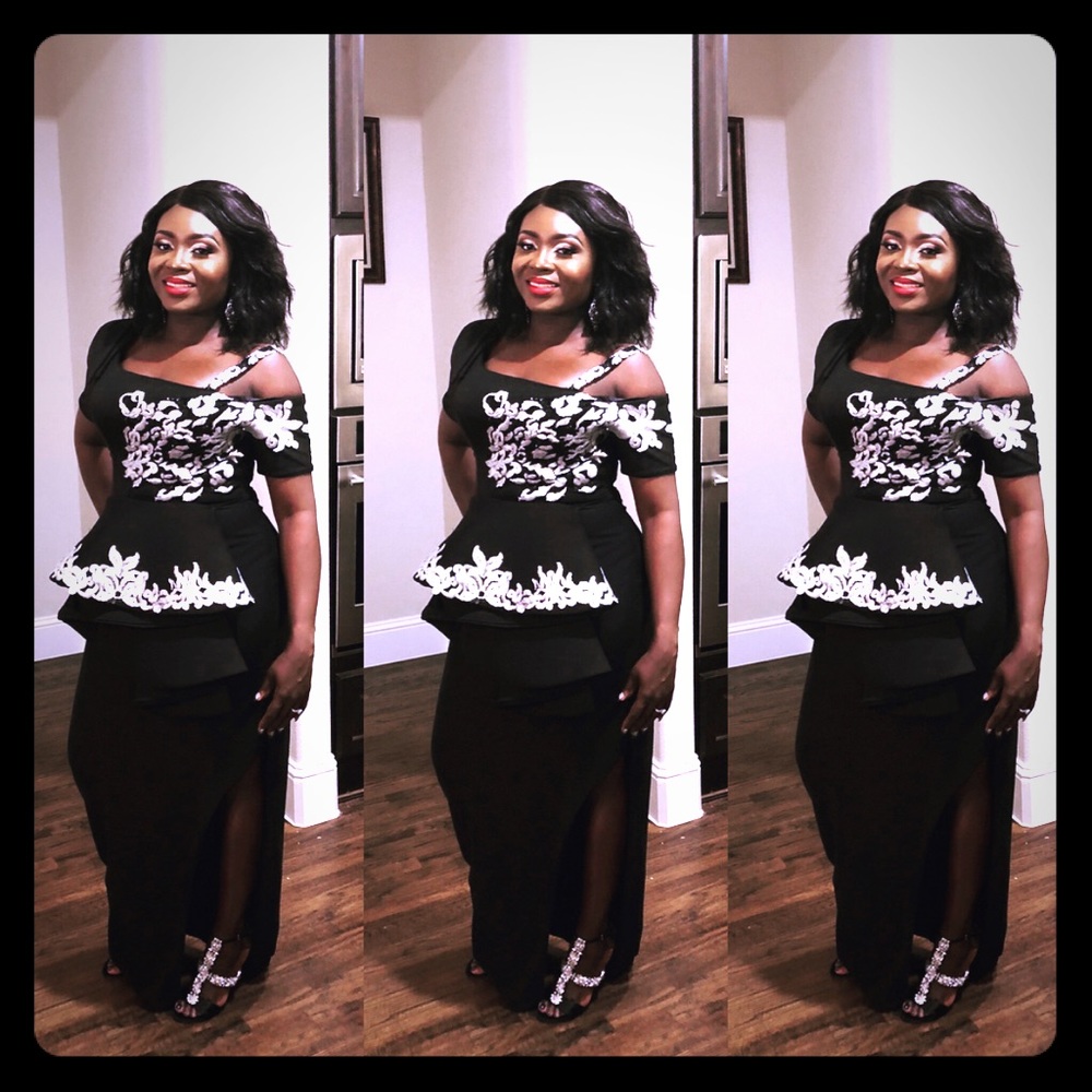 Custom made black peplum formal dress